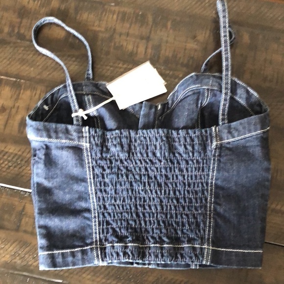 NEW Taylor Hill by Joe’s Jeans Maddix Denim Bustier Front Zip Size S Cropped Top - Picture 10 of 14